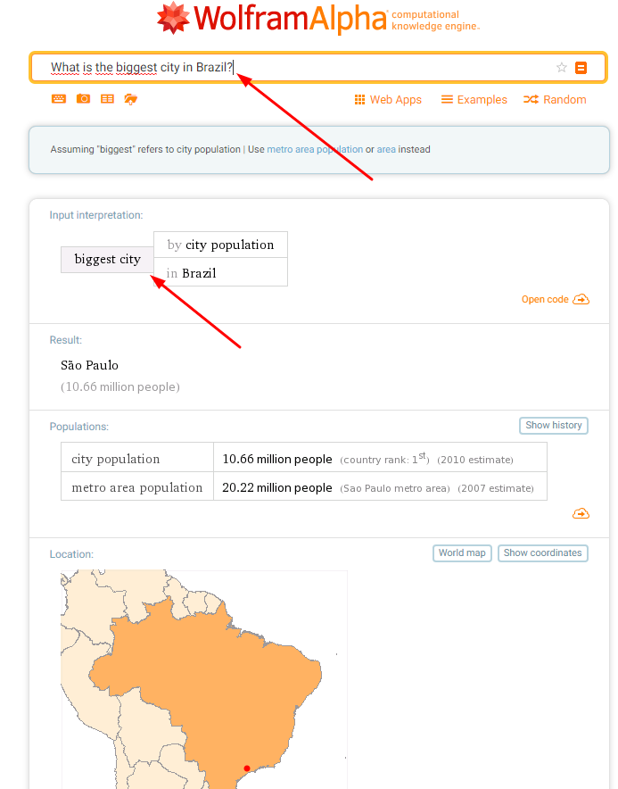 Jak daleko je Jižní pól od vašeho města? WolframAlpha vyhledávání