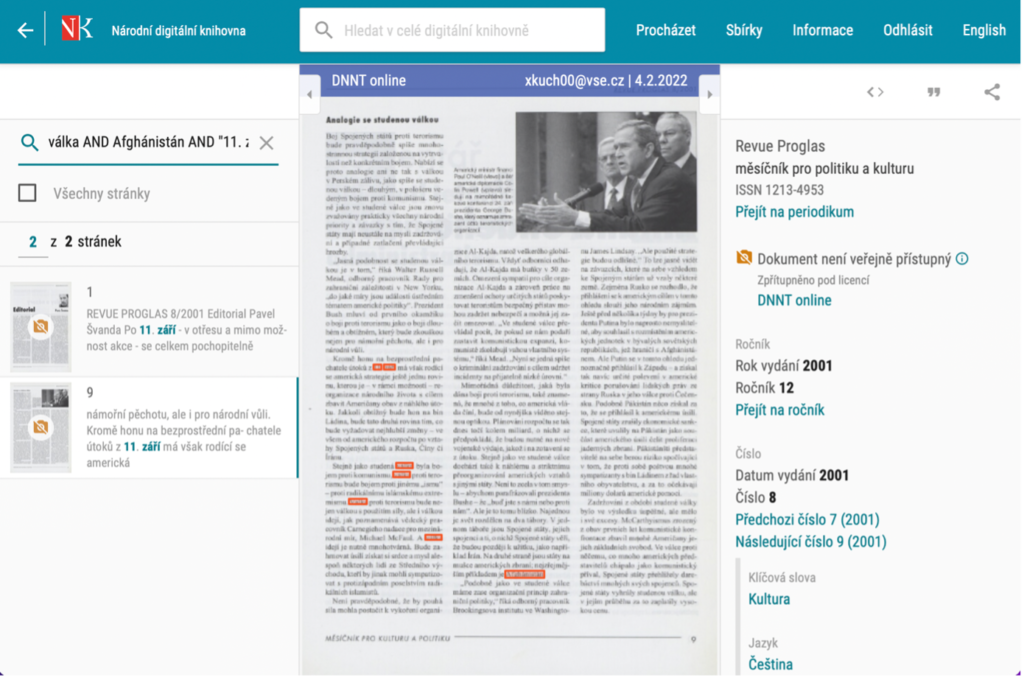 Detail vyhledávaného dokumentu v Národní digitální knihovně