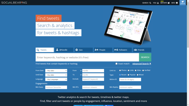 SocialBearing – nástroj pro analýzu příspěvků na Twitteru