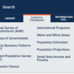 Obrázek 3: Sekce průzkumů. Zdroj: autorka, získáno z https://www.census.gov/en.html