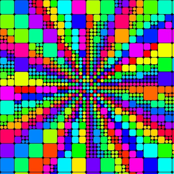 pattern, squares, colorful, background, perspective, intersections, book scrapping, texture, grid, mosaic, tessellation, composition, depth, symmetry, repetition, alignment, overlay, layering, geometry